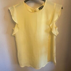 The Limited Silk, baby yellow Flutter Sleeve Blouse, size S, NWOT